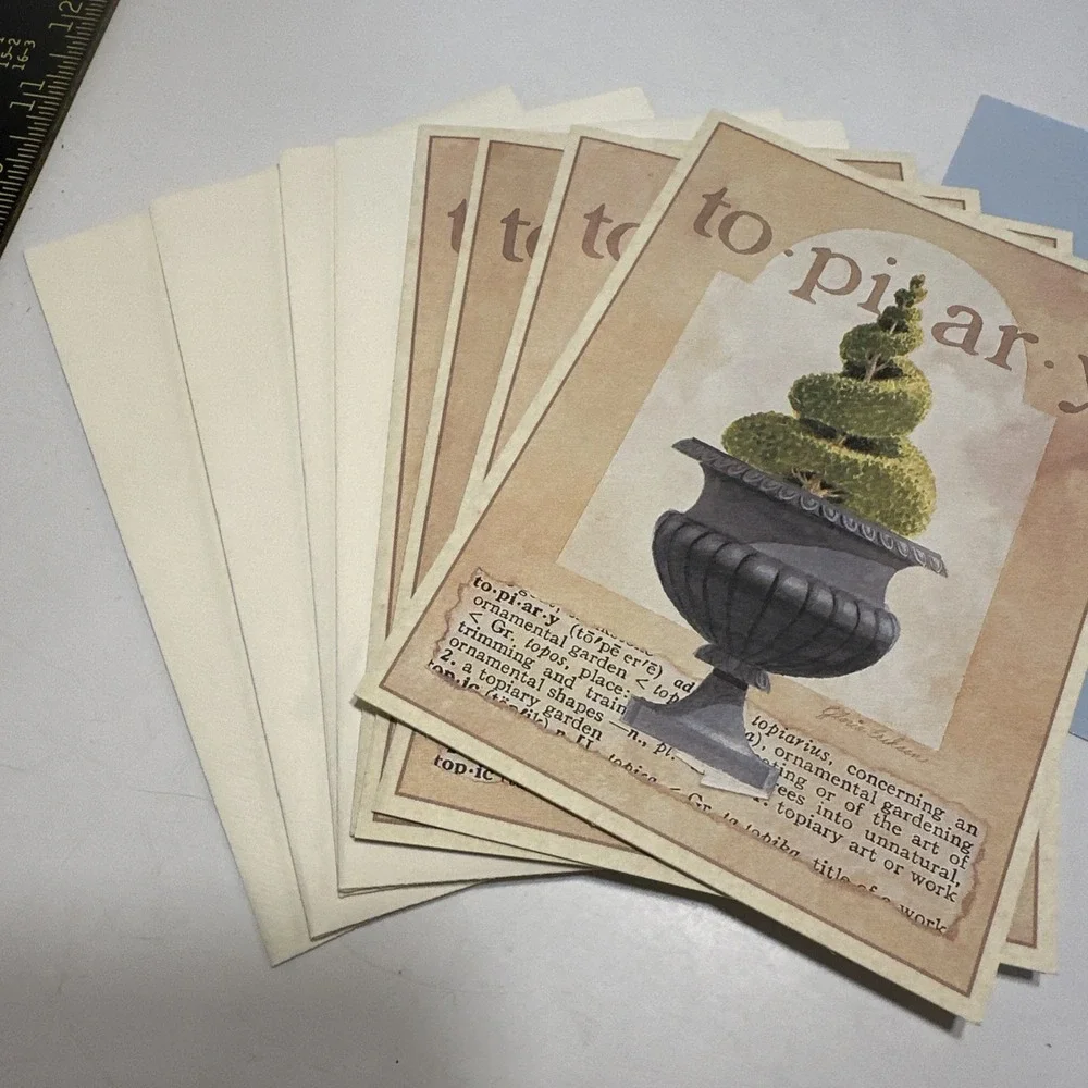 Postcard lot. 4- Topiary Cards‎ / Envelopes And 4 Café Malt 4 Cards / Envelopes